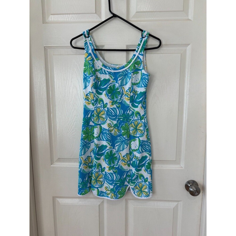 Lilly Pulitzer Blue Citrus Print Shift Sleeveless Resort Dress Lola XS